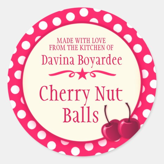 ラウンドさくらんぼレッドCookie交換ベーキングシール ラウンドシール (正面)