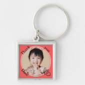 ラウンドと赤のパパ、写真と名前ありがとう キーホルダー (正面)