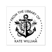 ラウンドの図書室からの帆船いかり セルフインキングスタンプ (デザイン)