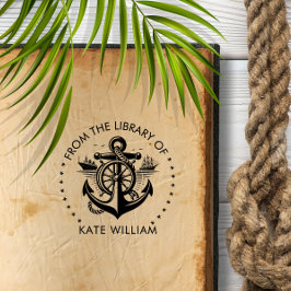 ラウンドの図書室からの帆船いかり セルフインキングスタンプ