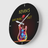 ラウンドアクリルフェイク製ネオンギター時計 ラージ壁時計 (傾斜)