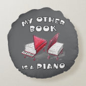 ラウンドアスファルトグレー私のもう一つの本はピアノである ラウンドクッション (裏面)