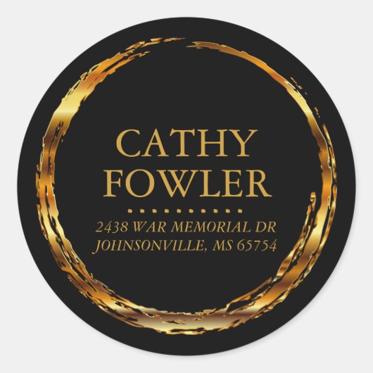 ラウンドアドレスグランギー金ゴールドと黒ラベル ラウンドシール (正面)