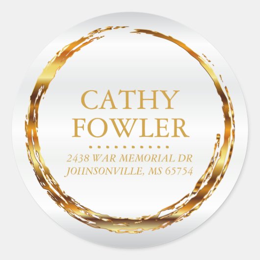ラウンドアドレスグリッド金ゴールドと白ラベル ラウンドシール (正面)