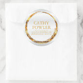 ラウンドアドレスグリッド金ゴールドと白ラベル ラウンドシール (バッグ)