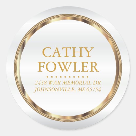 ラウンドアドレス金ゴールドとホワイトラベル ラウンドシール (正面)
