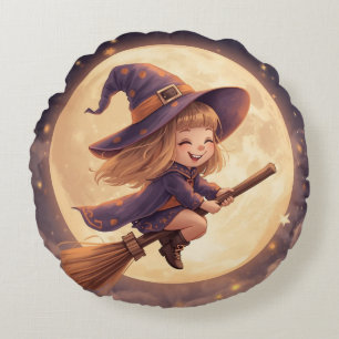 ラウンドウィッチハロウィンピロー – スプーキーなインテリア ラウンドクッション