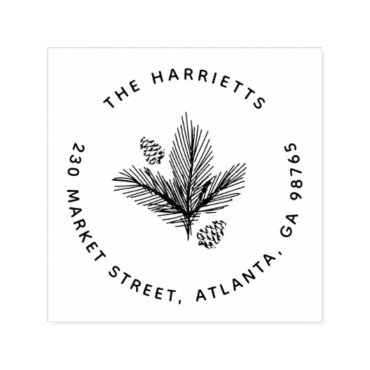 ラウンドウィンターパインファミリーネーム差出人住所 セルフインキングスタンプ (デザイン)