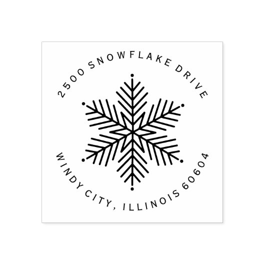 ラウンドウィンターモダンスノーフレークホリデーアドレス ラバースタンプ (インプリント)