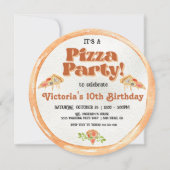 ラウンドウォーターカラーピザバースデーパーティー 招待状 (裏面)