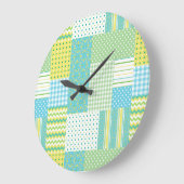 ラウンドウォールクロックフェイク: Daffodil-Patchwork ラージ壁時計 (傾斜)