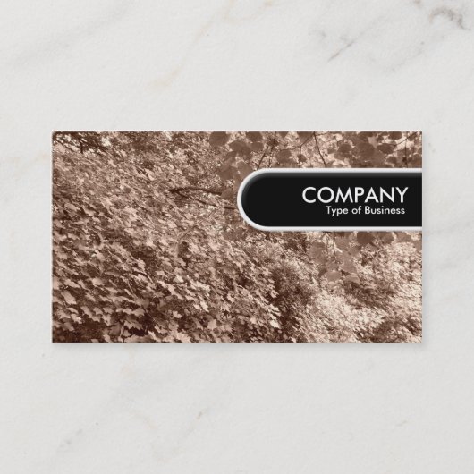 ラウンドエッジラベル – セピア葉 名刺 (正面)