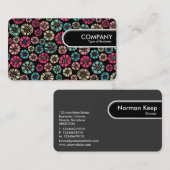 ラウンドエッジラベル-抽象芸術花031023 名刺 (正面/裏面)