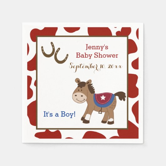 ラウンドエムアップウェスタンホースナプキンス スタンダードカクテルナプキン (正面)