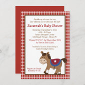 ラウンドエムアップウェスタンホースベビーシャワー招待状 招待状 (正面/裏面)