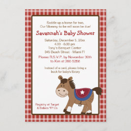 ラウンドエムアップウェスタンホースベビーシャワー招待状 招待状