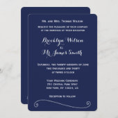 ラウンドエレガントネイビーブルー結婚式招待状 招待状 (正面/裏面)