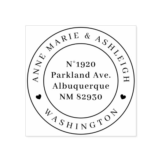 ラウンドエレガントハート結婚の名前差出人住所 ラバースタンプ (インプリント)