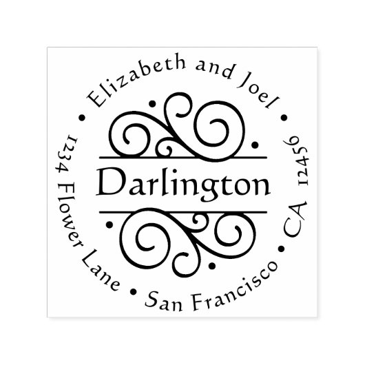 ラウンドエレガントファンシークラシック結婚差出人住所 セルフインキングスタンプ (デザイン)