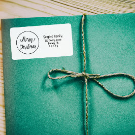 ラウンドエレガントメリークリスマス差出人住所ラベル ラベル