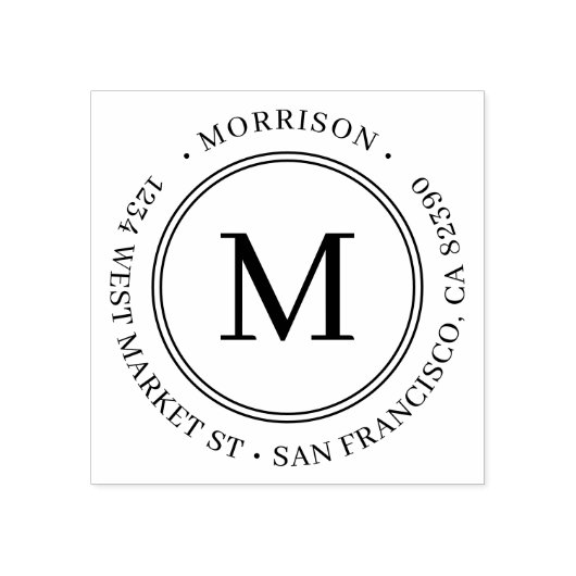 ラウンドエレガントモノグラムファミリー名差出人住所 ラバースタンプ (インプリント)