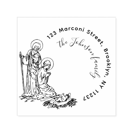 ラウンドエレガント出生シーンファミリ差出人住所 セルフインキングスタンプ (デザイン)