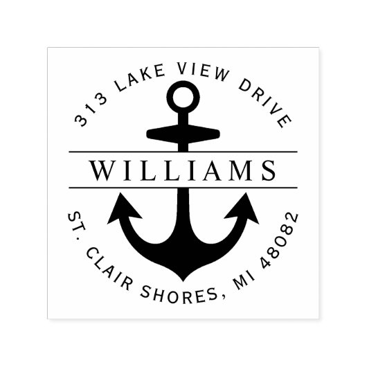 ラウンドエレガント航海のいかり差出人住所 セルフインキングスタンプ (デザイン)