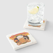 ラウンドオクトーバーフェストお祝いデザイン ストーンコースター (横)