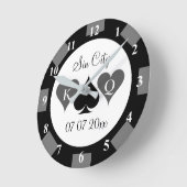 ラウンドカジノトランプのポーカーチップクロックカスタムウェディングギフト ラウンド壁時計 (傾斜)