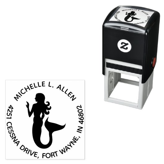 ラウンドカスタム差出人住所マーメイドスタンプ セルフインキングスタンプ (インサイチュ)