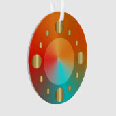 ラウンドカッコいい金ゴールド円(オレンジ色のティール（緑がかった色）) オーナメント (正面)