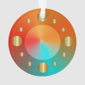 ラウンドカッコいい金ゴールド円(オレンジ色のティール（緑がかった色）) オーナメント (裏面)