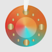 ラウンドカッコいい金ゴールド円(オレンジ色のティール（緑がかった色）) オーナメント (正面)