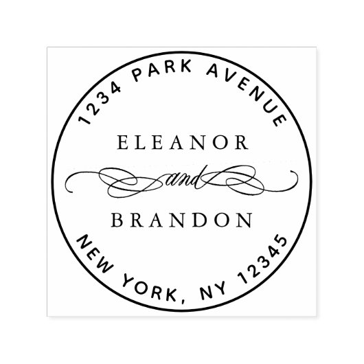 ラウンドカップル名結婚の差出人住所 セルフインキングスタンプ (デザイン)
