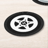 ラウンドカーホイールタイヤ及びリムノベルティコースターセット ラウンドペーパーコースター (アングル)