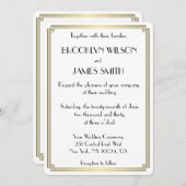 ラウンドギャツビー素晴らしアールデコホワイトウェディングへの誘い 招待状 (正面/裏面)