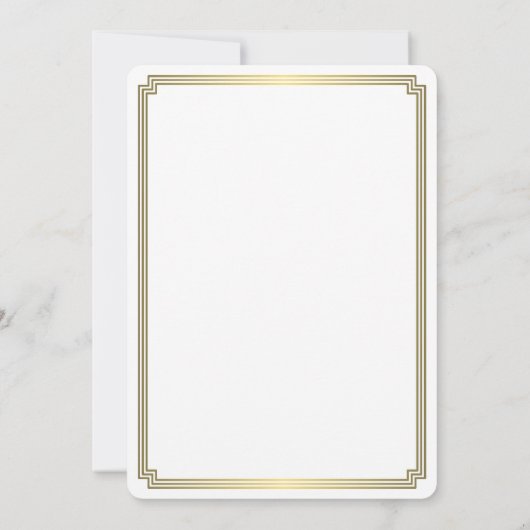 ラウンドギャツビー素晴らしアールデコホワイトウェディングへの誘い 招待状 (裏面)