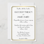 ラウンドギャツビー素晴らしアールデコホワイトウェディングへの誘い 招待状 (正面)