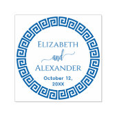 ラウンドギリシャ鍵Sフレーム名結婚日付 セルフインキングスタンプ (デザイン)