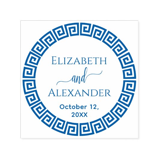 ラウンドギリシャ鍵Sフレーム名結婚日付 セルフインキングスタンプ (デザイン)