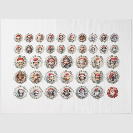 ラウンドクリスマスイメージDIYデコページオーナメントクラフト 薄葉紙 (正面)