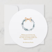 ラウンドクリスマスカード(金ゴールドスクリプトとリース) 招待状 (裏面)