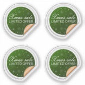 ラウンドクリスマスセールのグリーンステッカーのセット シール (正面)