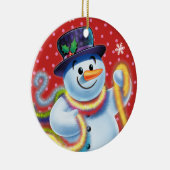 ラウンドクリスマスツリー装飾雪だるま&ティンゼル。 セラミックオーナメント (右)