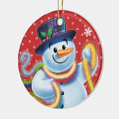 ラウンドクリスマスツリー装飾雪だるま&ティンゼル。 セラミックオーナメント (左)