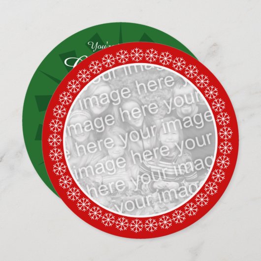 ラウンドクリスマスパーティの招待状 | 写真の追加 招待状 (正面/裏面)