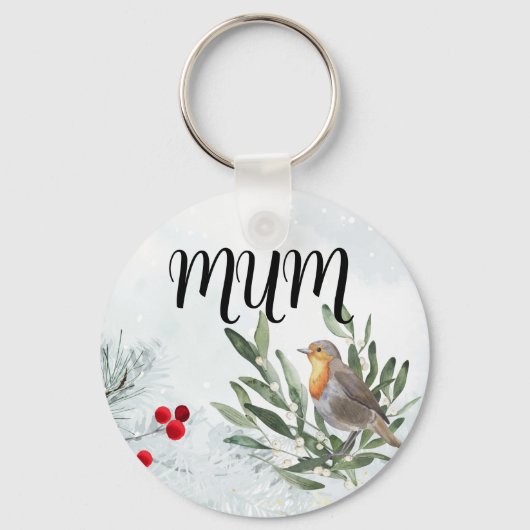ラウンドクリスマスロビンKeychain キーホルダー (正面)