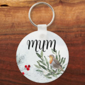 ラウンドクリスマスロビンKeychain キーホルダー (正面)