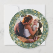 ラウンドグリーンクリスマススノーフレーク写真 シーズンカード (正面)