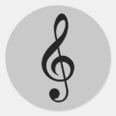 ラウンドグレー/シルバーミュージッククレフ、 音符記号シール ラウンドシール (正面)